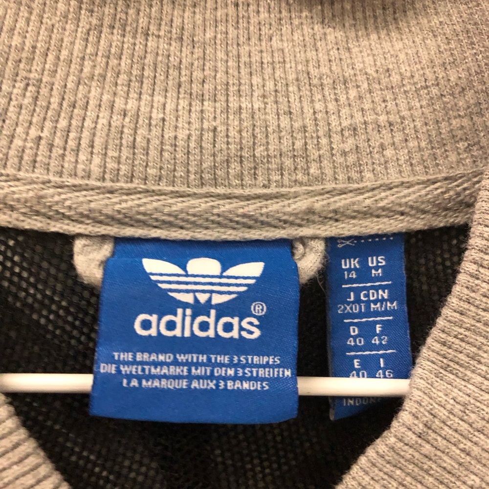 Adidas TKO Supper TT Zip Up Jacket M Grey Geometric Logo Three Stripes Life - Picture 7 of 7